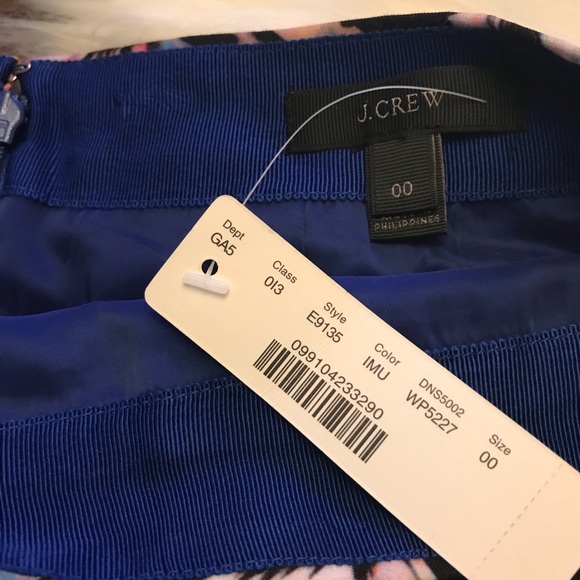 J.CREW E9135 A-Line Skirt In Hibiscus Floral Sz 00 - Picture 7 of 8
